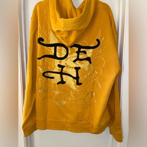 ED HARDY CROUCHING PANTHER HOODIE New With Tags Size XXL GOLD Yellow - Picture 3 of 7